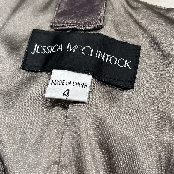 Jessica McClintock | Grey Metallic Bodycon Dress | Size 4‎ - Picture 9 of 14